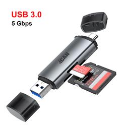 iCAN RSH-DK01 USB3.0 and Type C 3.0 Memory Card Reader for SD+TF