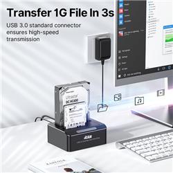 iCAN RSH-DS01 USB 3.0 Dual Bay SATA Hard Drive Dock for 2.5" and 3.5" SSD/HDD