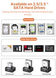 iCAN RSH-DS01 USB 3.0 Dual Bay SATA Hard Drive Dock for 2.5" and 3.5" SSD/HDD