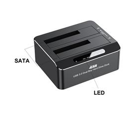 iCAN RSH-DS01 USB 3.0 Dual Bay SATA Hard Drive Dock for 2.5" and 3.5" SSD/HDD