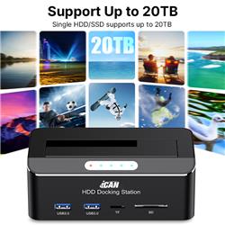 iCAN RSH-338H  2.5" and 3.5" SATA HDD / SSD Docking Station with Memory Card Reader Function for SD/TF