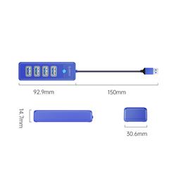 ORICO 4-Port USB-A To USB 3.0 Hub with 15cm Cable, USB-A Input, Blue