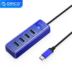 ORICO 4-Port Type-C to USB 3.0 Hub Adapter with 15cm Cable, Blue