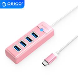 ORICO 4-Port Type-C to USB 3.0 Hub Adapter with 15cm Cable, Pink