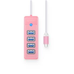 ORICO 4-Port Type-C to USB 3.0 Hub Adapter with 15cm Cable, Pink