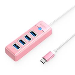 ORICO 4-Port Type-C to USB 3.0 Hub Adapter with 15cm Cable, Pink