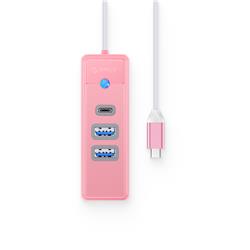 ORICO 3-Port USB-A*2 & Type-C*1 Hub with 15cm Cable, USB-C Input, Pink