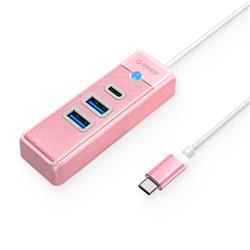 ORICO 3-Port USB-A*2 & Type-C*1 Hub with 15cm Cable, USB-C Input, Pink