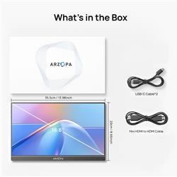 Arzopa 15.6'' Display, IPS Panel, 1920 x 1080 FHD, 60Hz Kickstand