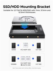 ORICO 2,5 à 3,5 pouces Adaptateur de disque dur Convertisseur Plateau de montage pour 7/9,5/12,5 mm 2,5 pouces HDD/SSD - Noir