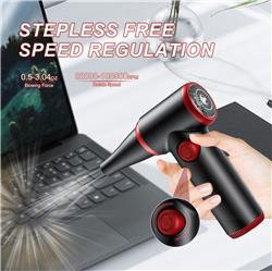 iCAN TAD072 Portable Storm Air Duster, 84000 RPM, 1600 mAh * 3 Battery Powered, 5 V 2 A 60 W, Blowing Force:3.4 OZ, Silver Gray