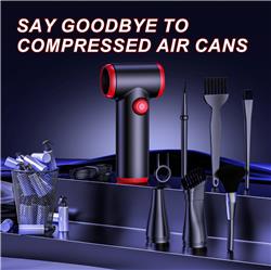 iCAN TAD072 Portable Storm Air Duster, 84000 RPM, 1600 mAh * 3 Battery Powered, 5 V 2 A 60 W, Blowing Force:3.4 OZ, Silver Gray