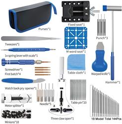 King'sdun KS-870208 Kit d'outils de réparation de montres 208 pièces, noir avec bleu.