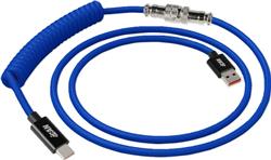 iCAN Coiled Keyboard Cable, USB-A to USB Type-C, 1.5m (5ft), Blue