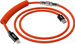 iCAN Coiled Keyboard Cable, USB-A to USB Type-C, 1.5m (5ft), Orange