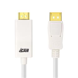 iCAN 32AWG 1080p DisplayPort to HDMI Cable, M/M, 10FT