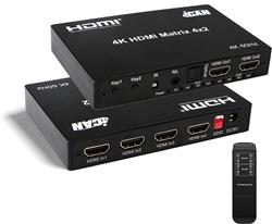 iCAN HDMI Matrix 4X2 4K@60Hz with Audio 3.5mm Stereo Toslink Output(Open Box)