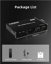 iCAN HDMI Matrix 4X2 4K@60Hz with Audio 3.5mm Stereo Toslink Output(Open Box)