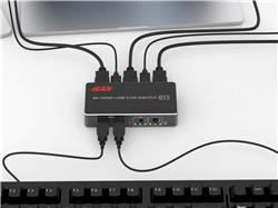 iCAN HDMI USB KVM Switch 2x1 with Switch Extension, 4K@60Hz(Open Box)