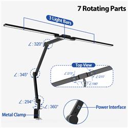 iCAN LED Clamp Desk Lamp for Home and Office, Dimmable.