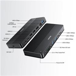 UNITEK 15-in-1 MST 8K 10Gbps 100W Docking Station for Triple Displays