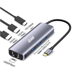 iCAN Station d'accueil USB-C double HDMI 7 en 1