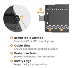 Support universel pour ordinateur portable ICAN pour bras d'écran | Tailles d'ordinateurs portables de 12 à 18 pouces