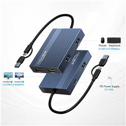 ACASIS 6-in-1 USB Hub, Dual HDMI DisplayLink Adapter