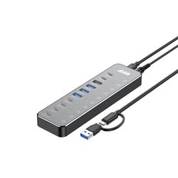 iCAN Hub USB 3.2 10-en-1 10 Gbit/s avec adaptateur secteur 60 W