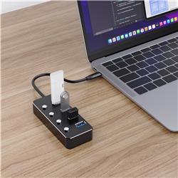 iCAN 4-Port USB-C Hub with Individual On/Off Power Switches