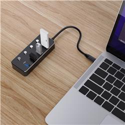 iCAN 4-Port USB-C Hub with Individual On/Off Power Switches