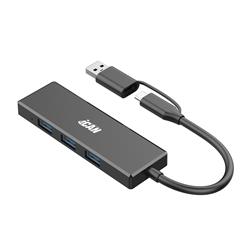 iCAN 4-Port USB 3.0 Ultra Slim Hub with USB-A/C Connectors