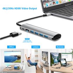 iCAN Hub USB 8 en 1 100 W avec HDMI 4K