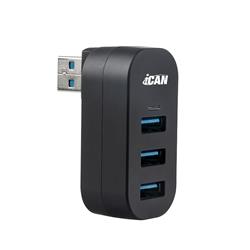iCAN Mini hub de données USB 3.0 rotatif à 180 degrés à 3 ports