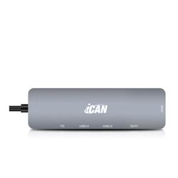 Hub adaptateur USB-C iCAN 6 en 1 avec HDMI, alimentation PD 100 W(Open Box)