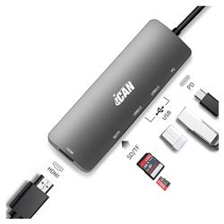 Hub adaptateur USB-C iCAN 6 en 1 avec HDMI, alimentation PD 100 W(Open Box)