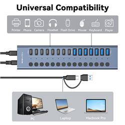 ACASIS 16-in-1 USB 3.2 Hub, 8 USB-A 3.2 + 8 USB-C 3.2