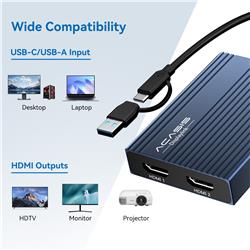 ACASIS 6-in-1 USB Hub, Dual HDMI DisplayLink Adapter