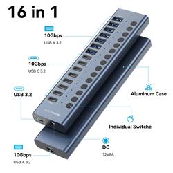 ACASIS 16-in-1 USB 3.2 Hub, 8 USB-A 3.2 + 8 USB-C 3.2