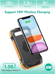 Choetech 20000mAh 45W Solar Wireless Power Bank, 4 Outputs + 2 Inputs