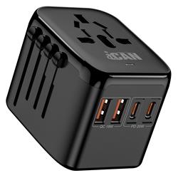 iCAN 20W 4-Port Universal Travel Adapter with 2 USB-C and 2 USB-A
