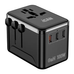 iCAN Adaptateur de voyage universel 100 W à 4 ports