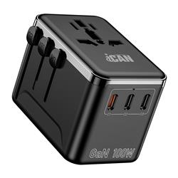 iCAN OL-A02 Adaptateur de voyage universel 100 W à 4 ports avec 3 USB-C et 1 USB-A
