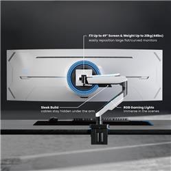 Brateck Heavy-Duty RGB Gas Spring Single Monitor Arm, fit 17"-49", Weight up to 20kg