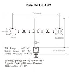 iCAN DLB012 Dual Monitor Mount Fit for 13''-32'' Screen, VESA 75 mm x 75 mm & 100 mm x 100 mm, Max Load 8 Kg for Every Singl...