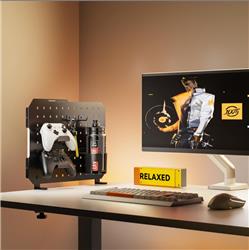 Panneau perforé de bureau à pince ICAN avec éclairage LED et accessoires, noir