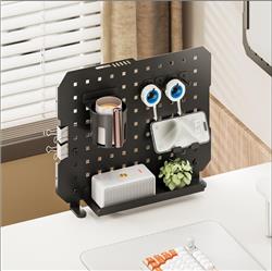 Panneau perforé de bureau à pince ICAN avec éclairage LED et accessoires, noir