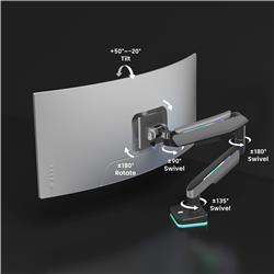 ICAN Heavy-Duty RGB Gas Spring Single Monitor Arm, fit 17"-49"