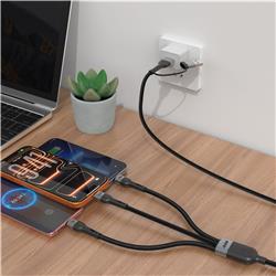 Câble iCAN USB 2.0 3 en 2, 100W, 4 pieds(Open Box)