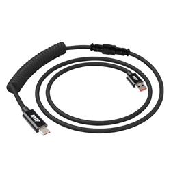 iCAN Coiled Keyboard Cable, USB-A to USB Type-C, 1.5m (5ft), Black